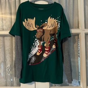 😉Bundle Days😉Children’s Place Boys Moose Christmas Graphic Long Sleeved T-Shirt
